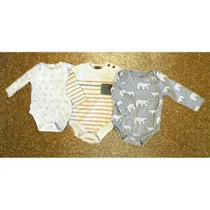 Lot Of 3. Long Sleeve Boy Bodysuits 3-6 Months. Different Brands (0178)